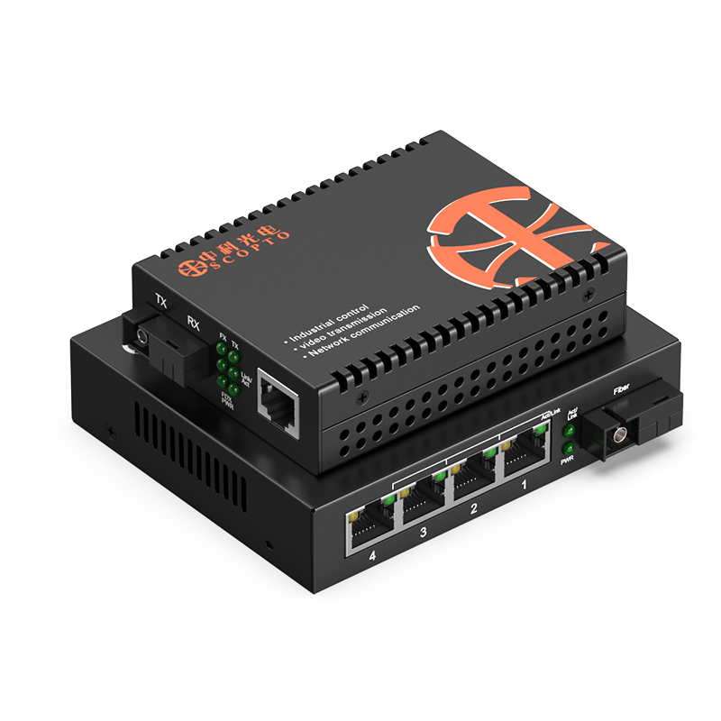 千兆單模單纖1光4電+1光1電 10公里